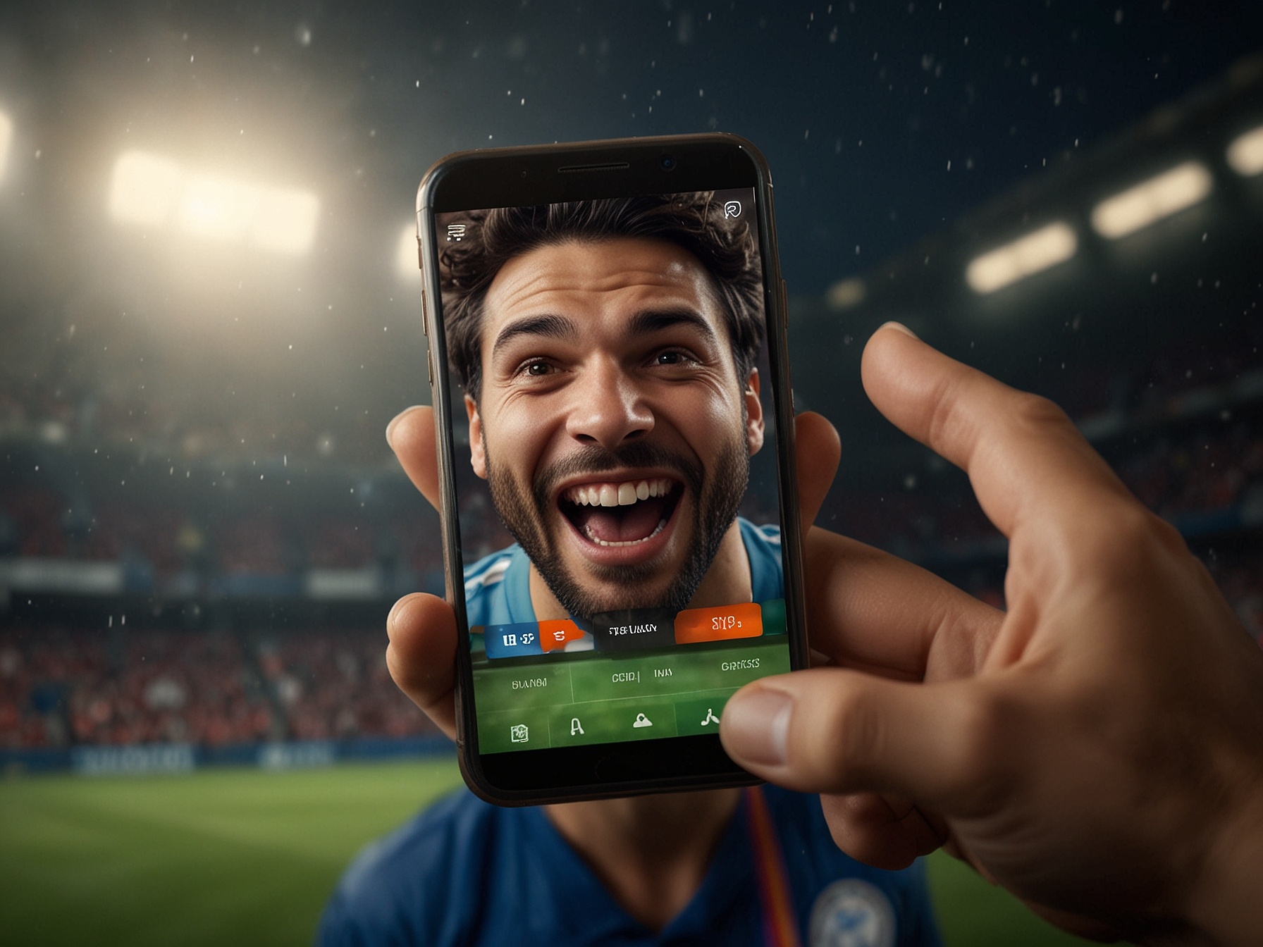 Apostador celebrando en móvil